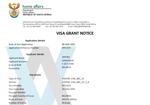 Электронная виза в ЮАР
